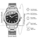 Relógio Masculino Elegance Square – Aço Inoxidável com Calendário