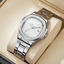 Relógio Masculino Elegance Square – Aço Inoxidável com Calendário