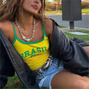 Cropped Feminino Brasil Estilo 90s – Camiseta Y2K Streetwear Verão