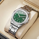 Relógio Masculino Elegance Square – Aço Inoxidável com Calendário