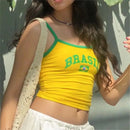 Cropped Feminino Brasil Estilo 90s – Camiseta Y2K Streetwear Verão