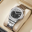 Relógio Masculino Elegance Square – Aço Inoxidável com Calendário