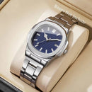 Relógio Masculino Elegance Square – Aço Inoxidável com Calendário