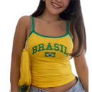 Cropped Feminino Brasil Estilo 90s – Camiseta Y2K Streetwear Verão