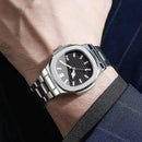 Relógio Masculino Elegance Square – Aço Inoxidável com Calendário